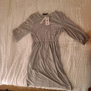 Dress, Black & White Striped - Large